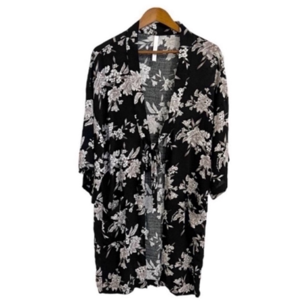 Spiritual Gangster Maya Kimono Black Floral Summer Boho Beach One Size